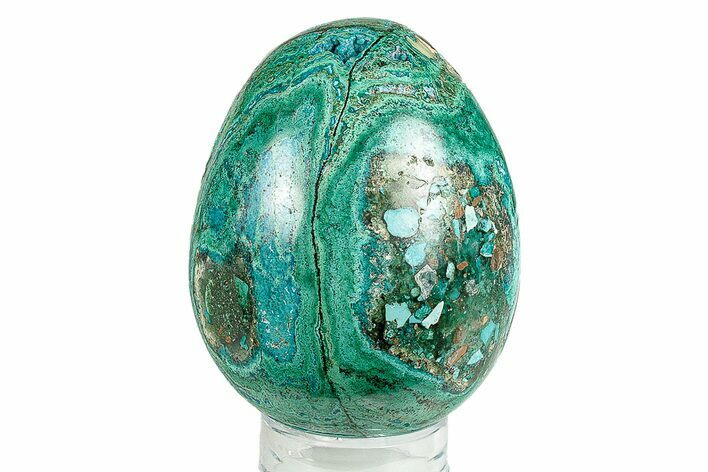 Polished Chrysocolla & Malachite Egg - Peru #255268